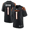 Zennovawear Men's Cincinnati Bengals Number 1 Groom Black Game Jersey