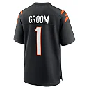 Zennovawear Men's Cincinnati Bengals Number 1 Groom Black Game Jersey