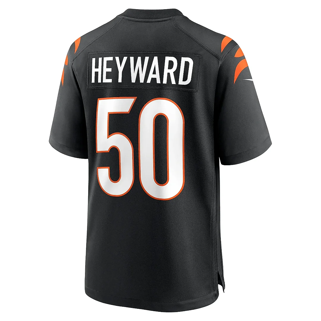 Zennovawear Men's Cincinnati Bengals Shaka Heyward Black Team Game Jersey