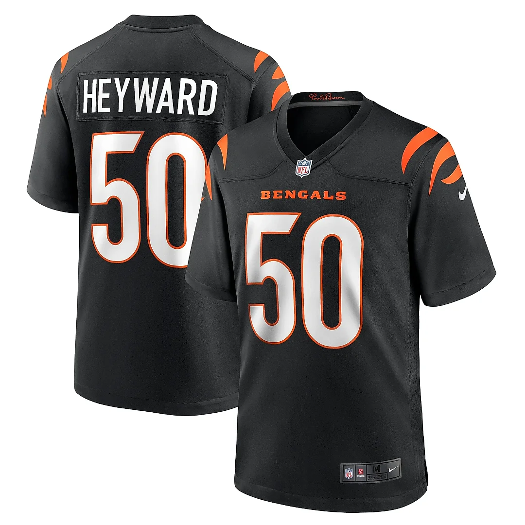 Zennovawear Men's Cincinnati Bengals Shaka Heyward Black Team Game Jersey