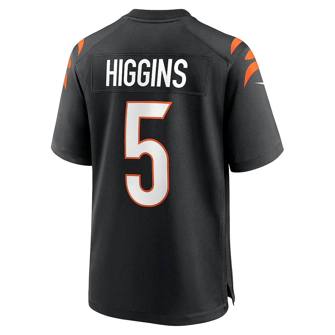 Zennovawear Men's Cincinnati Bengals Tee Higgins Black Game Player Jersey