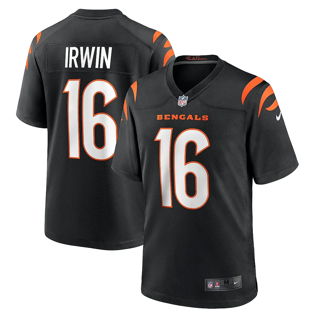 Zennovawear Men's Cincinnati Bengals Trenton Irwin Black Game Player Jersey