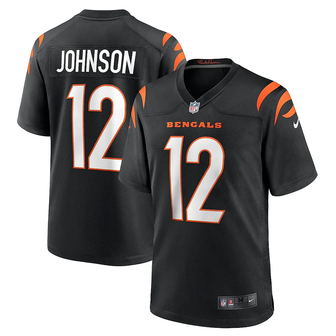 Zennovawear Men's Cincinnati Bengals Tyron Johnson Black Home Game Player Jersey