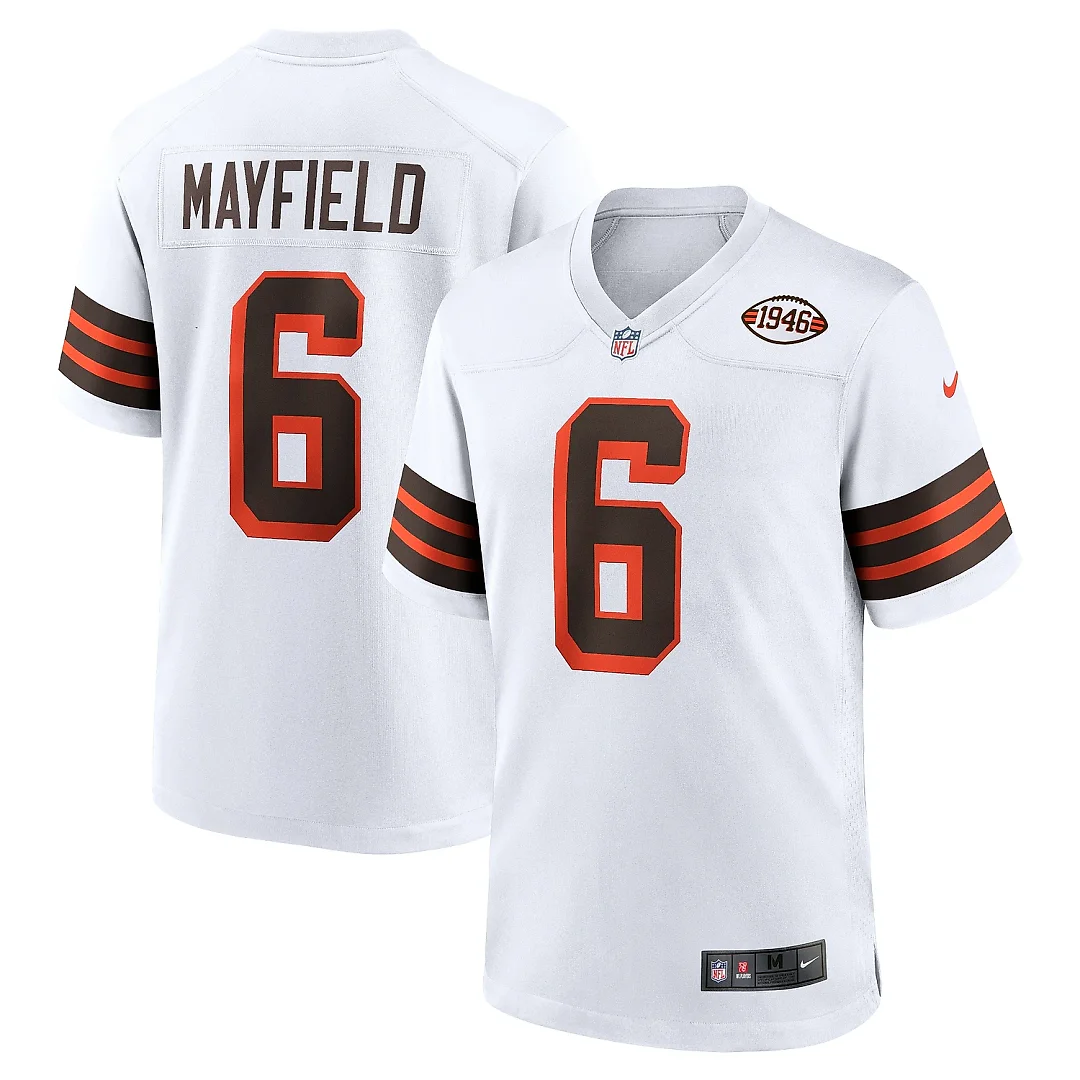 Zennovawear Men's Cleveland Browns Baker Mayfield White 1946 Collection Alternate Game Jersey