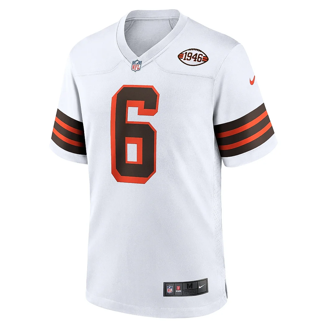 Zennovawear Men's Cleveland Browns Baker Mayfield White 1946 Collection Alternate Game Jersey