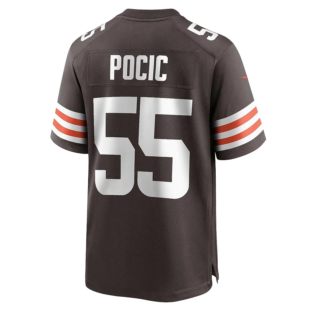 Zennovawear Men's Cleveland Browns Ethan Pocic Brown Game Jersey