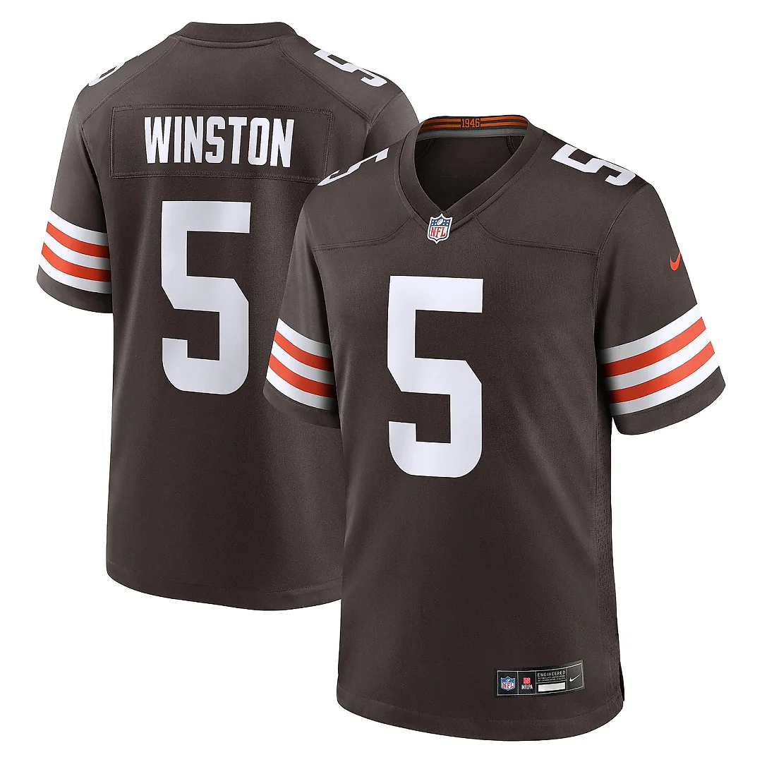 Zennovawear Men's Cleveland Browns Jameis Winston Brown Team Game Jersey