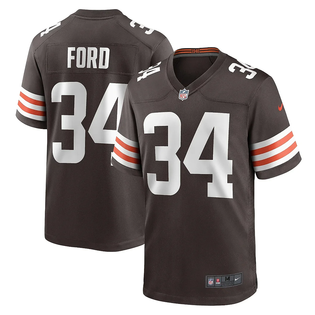 Zennovawear Men's Cleveland Browns Jerome Ford Brown Game Player Jersey