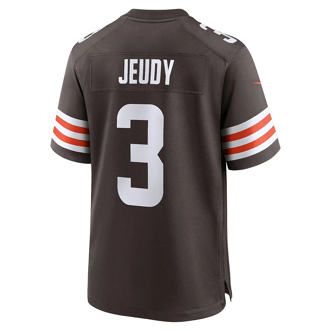 Zennovawear Men's Cleveland Browns Jerry Jeudy Brown Game Jersey