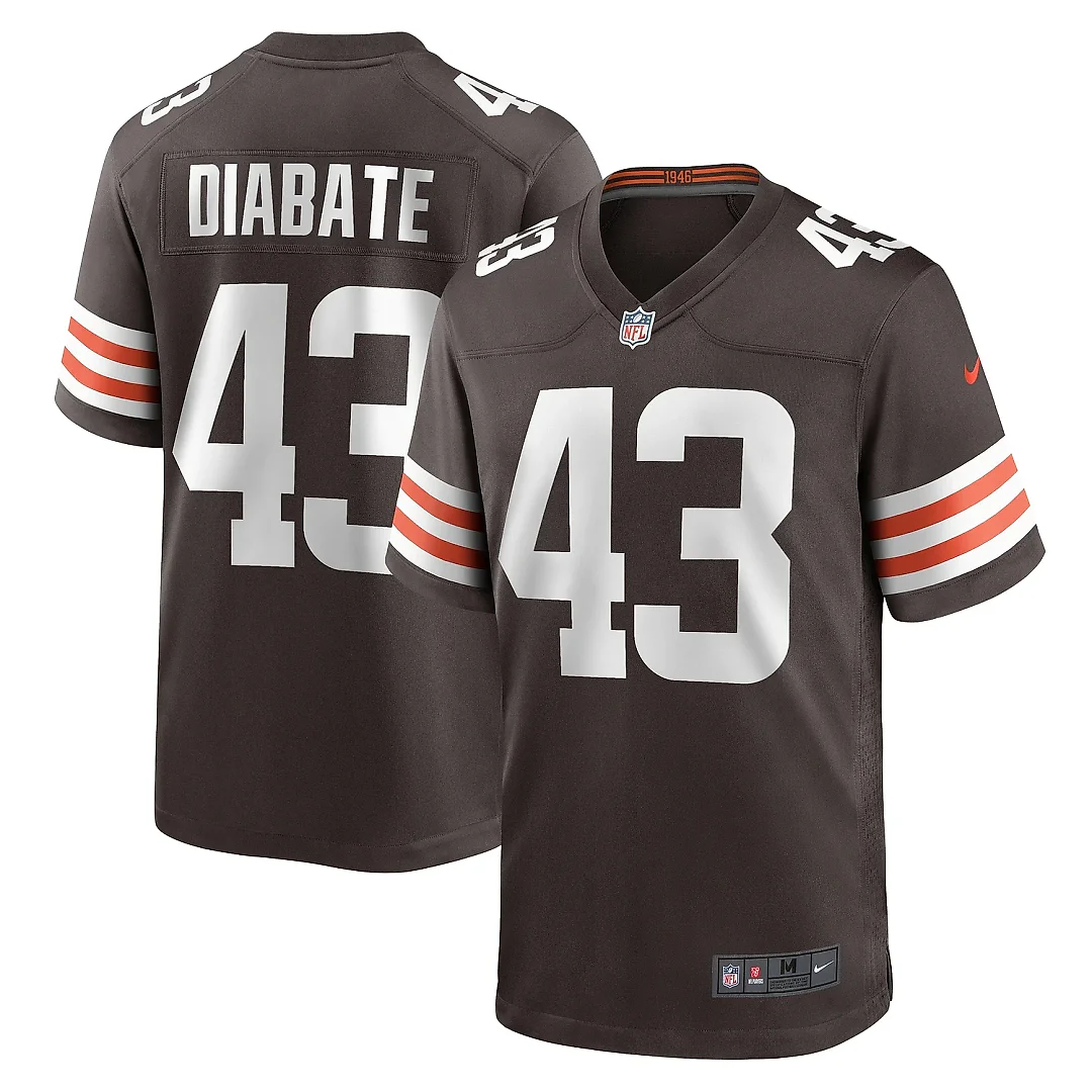Zennovawear Men's Cleveland Browns Mohamoud Diabate Brown Team Game Jersey