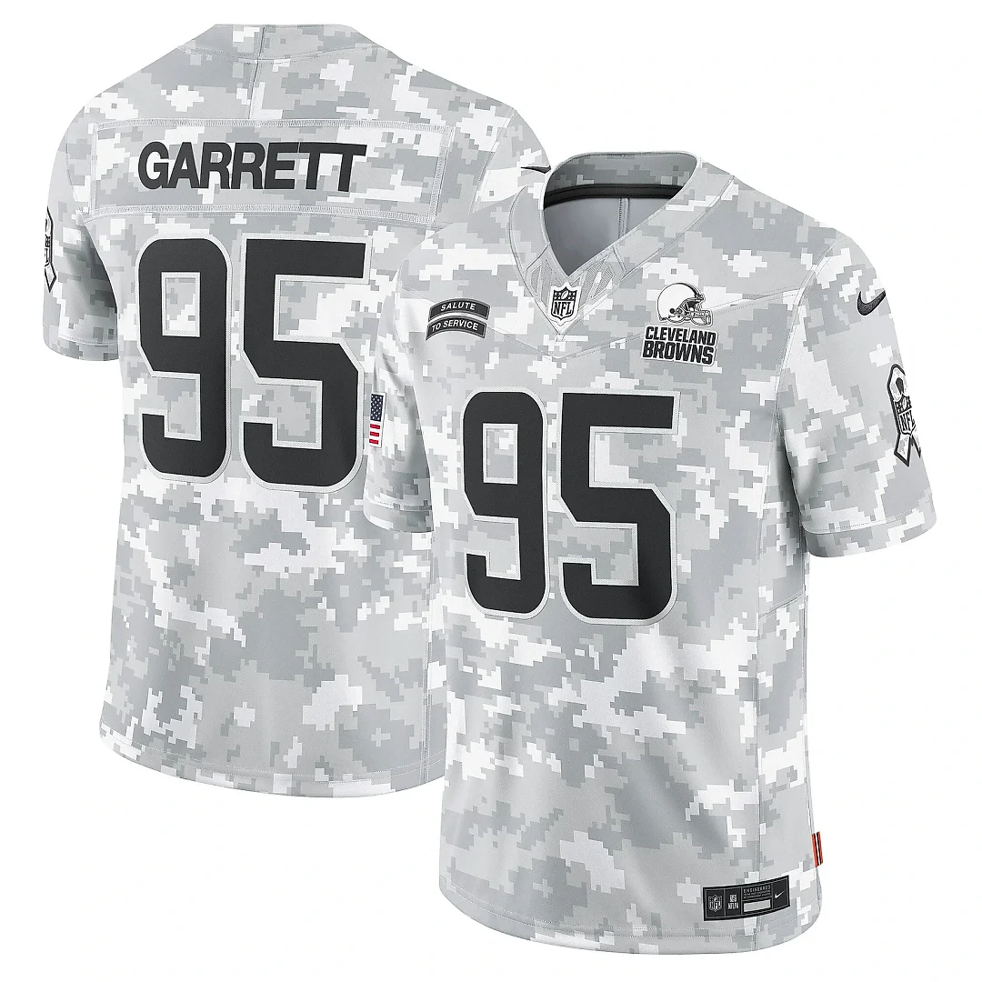 Zennovawear Men's Cleveland Browns Myles Garrett Arctic Camo 2024 Salute to Service Limited Jersey