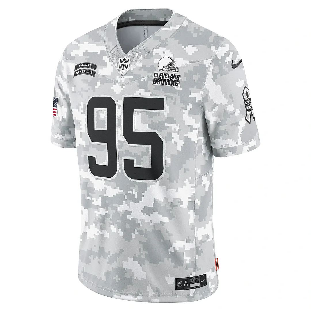 Zennovawear Men's Cleveland Browns Myles Garrett Arctic Camo 2024 Salute to Service Limited Jersey