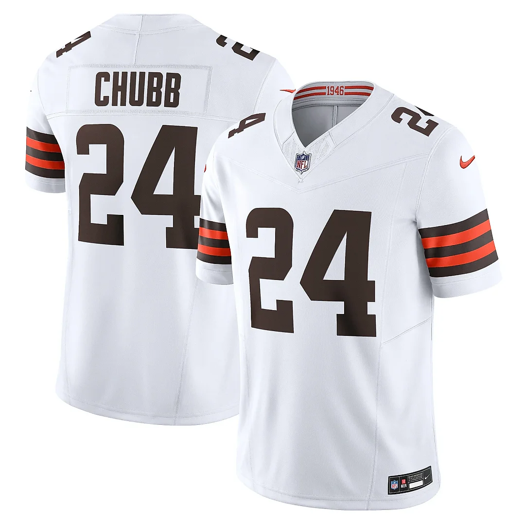 Zennovawear Men's Cleveland Browns Nick Chubb White Vapor F.U.S.E. Limited Jersey