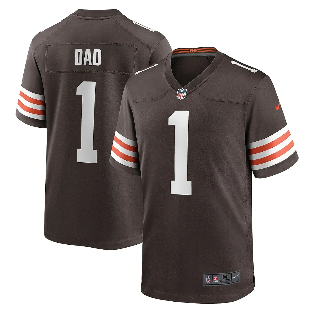 Zennovawear Men's Cleveland Browns Number 1 Dad Brown Game Jersey