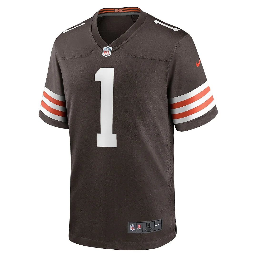 Zennovawear Men's Cleveland Browns Number 1 Dad Brown Game Jersey