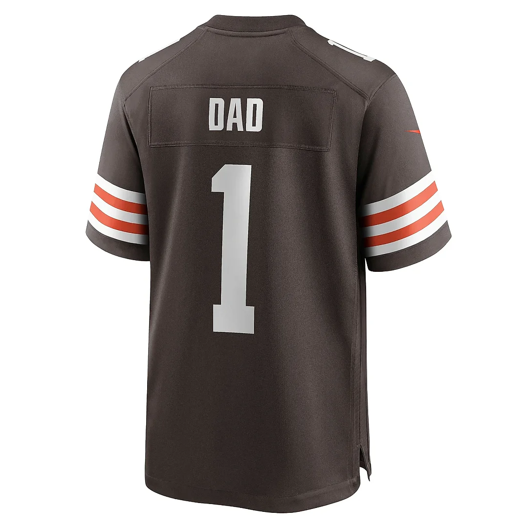 Zennovawear Men's Cleveland Browns Number 1 Dad Brown Game Jersey