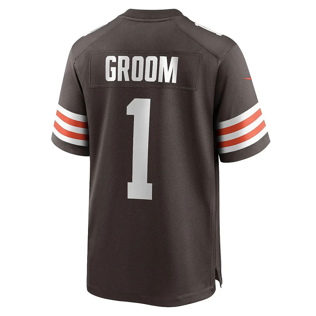 Zennovawear Men's Cleveland Browns Number 1 Groom Brown Game Jersey