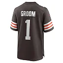Zennovawear Men's Cleveland Browns Number 1 Groom Brown Game Jersey