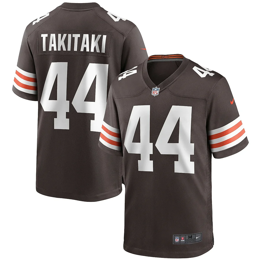 Zennovawear Men's Cleveland Browns Sione Takitaki Brown Game Jersey
