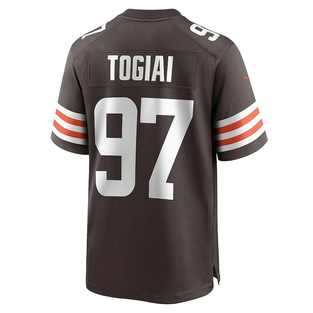 Zennovawear Men's Cleveland Browns Tommy Togiai Brown Game Jersey