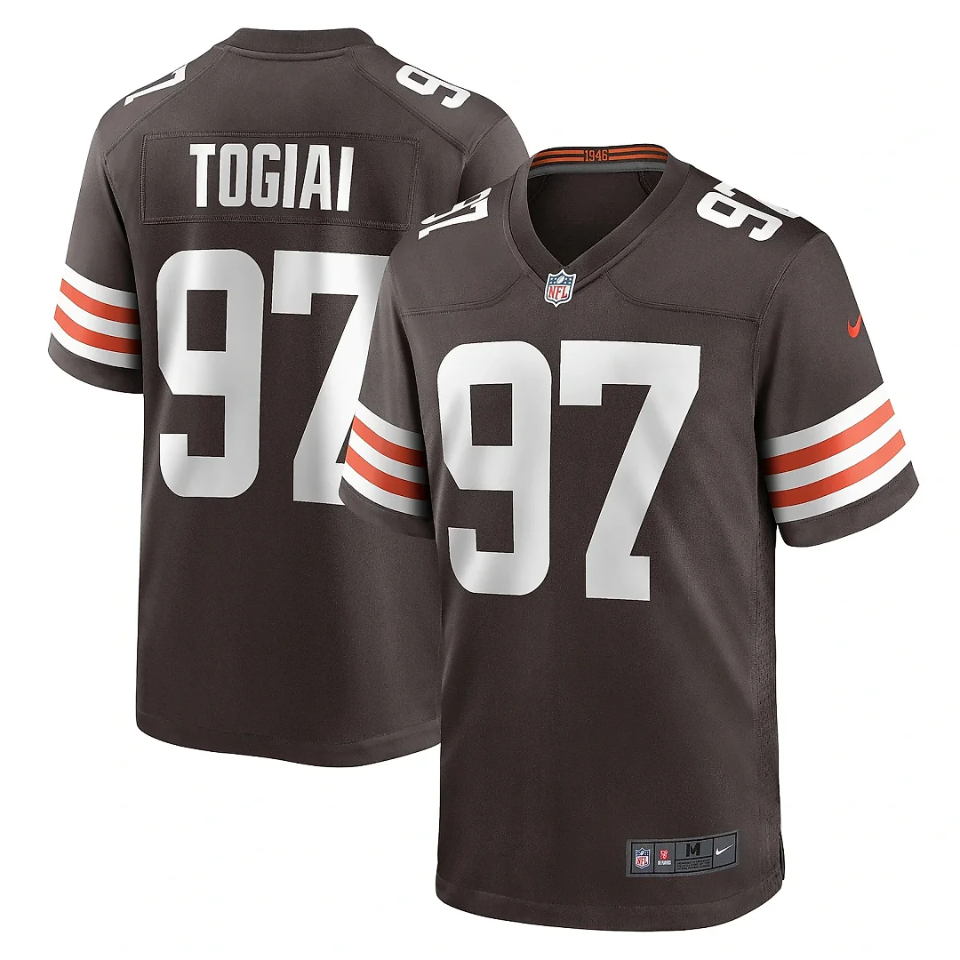 Zennovawear Men's Cleveland Browns Tommy Togiai Brown Game Jersey