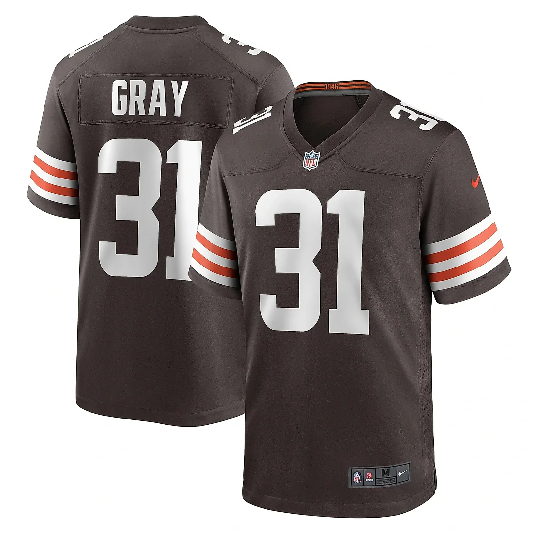 Zennovawear Men's Cleveland Browns Vincent Gray Brown Team Game Jersey