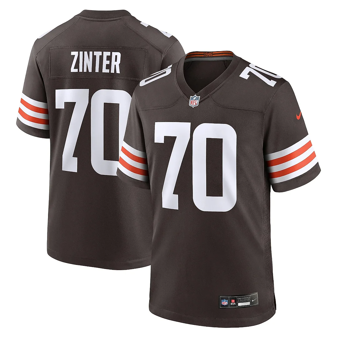 Zennovawear Men's Cleveland Browns Zak Zinter Brown Team Game Jersey