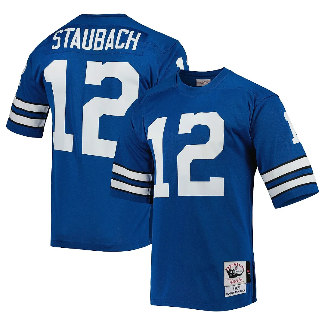 Zennovawear Men's Dallas Cowboys 1971 Roger Staubach Mitchell & Ness Royal Throwback Retired Player Jersey