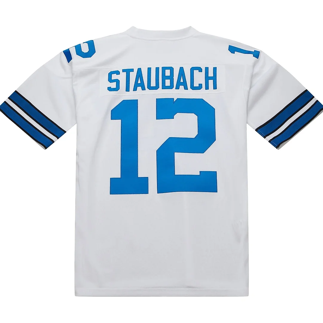 Zennovawear Men's Dallas Cowboys 1975 Roger Staubach Mitchell & Ness White Throwback Retired Player Jersey