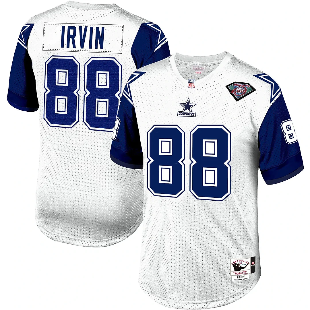 Zennovawear Men's Dallas Cowboys 1994 Michael Irvin Mitchell & Ness White Throwback Retired Player Jersey