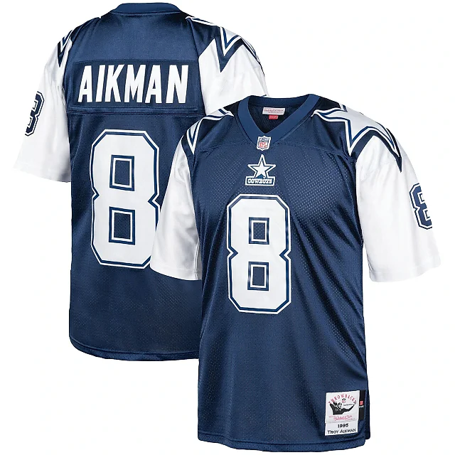Zennovawear Men's Dallas Cowboys 1995 Troy Aikman Mitchell & Ness Navy Throwback Retired Player Jersey
