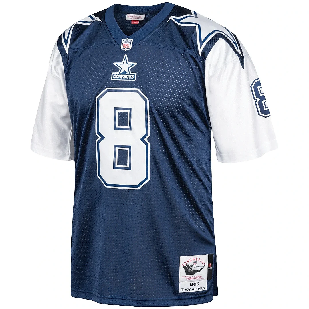 Zennovawear Men's Dallas Cowboys 1995 Troy Aikman Mitchell & Ness Navy Throwback Retired Player Jersey