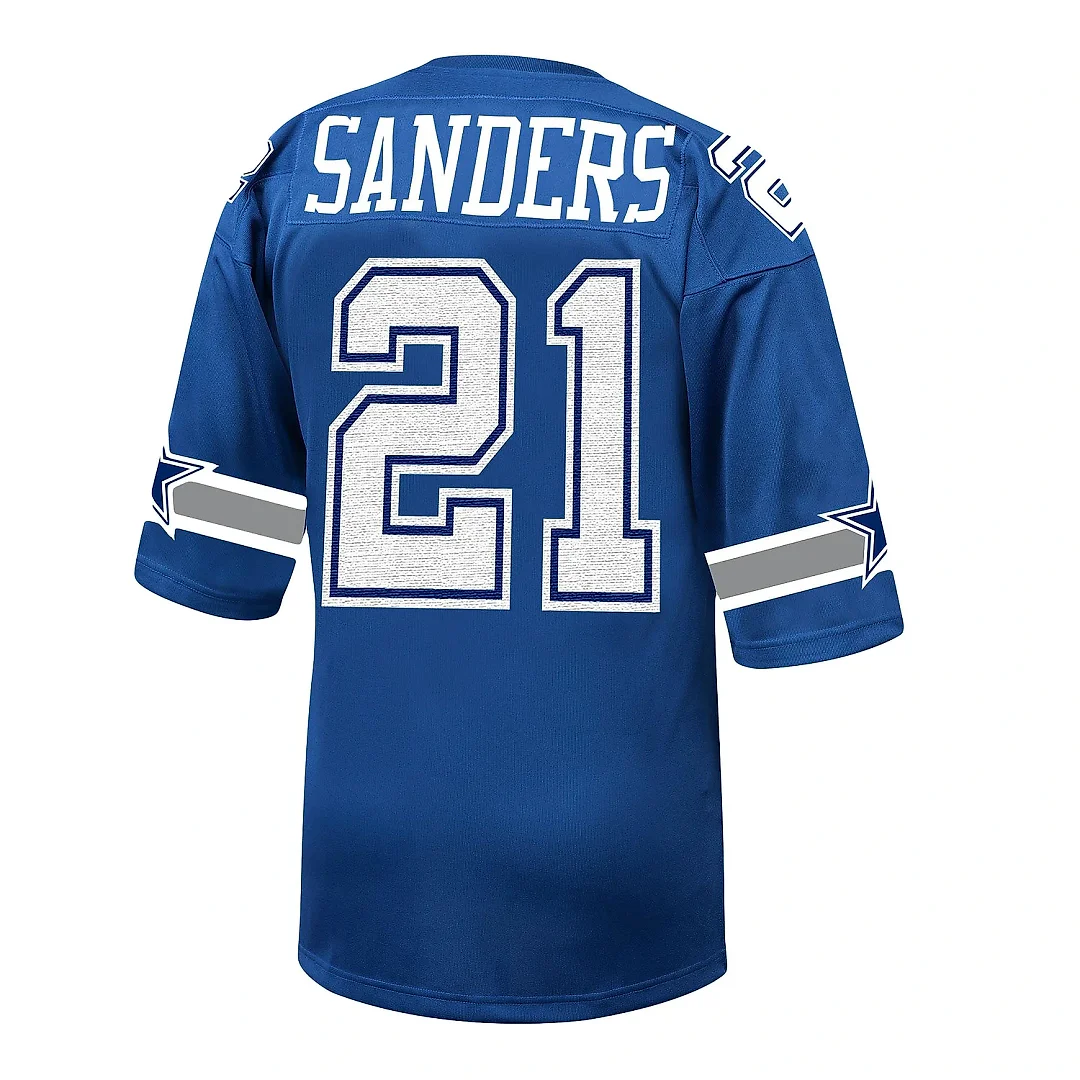 Zennovawear Men's Dallas Cowboys 1996 Deion Sanders Mitchell & Ness Royal Throwback Retired Player Jersey