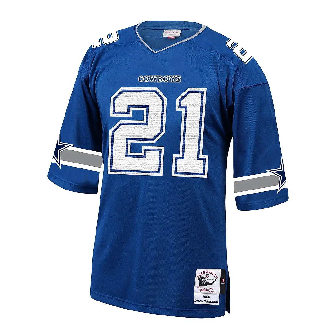 Zennovawear Men's Dallas Cowboys 1996 Deion Sanders Mitchell & Ness Royal Throwback Retired Player Jersey