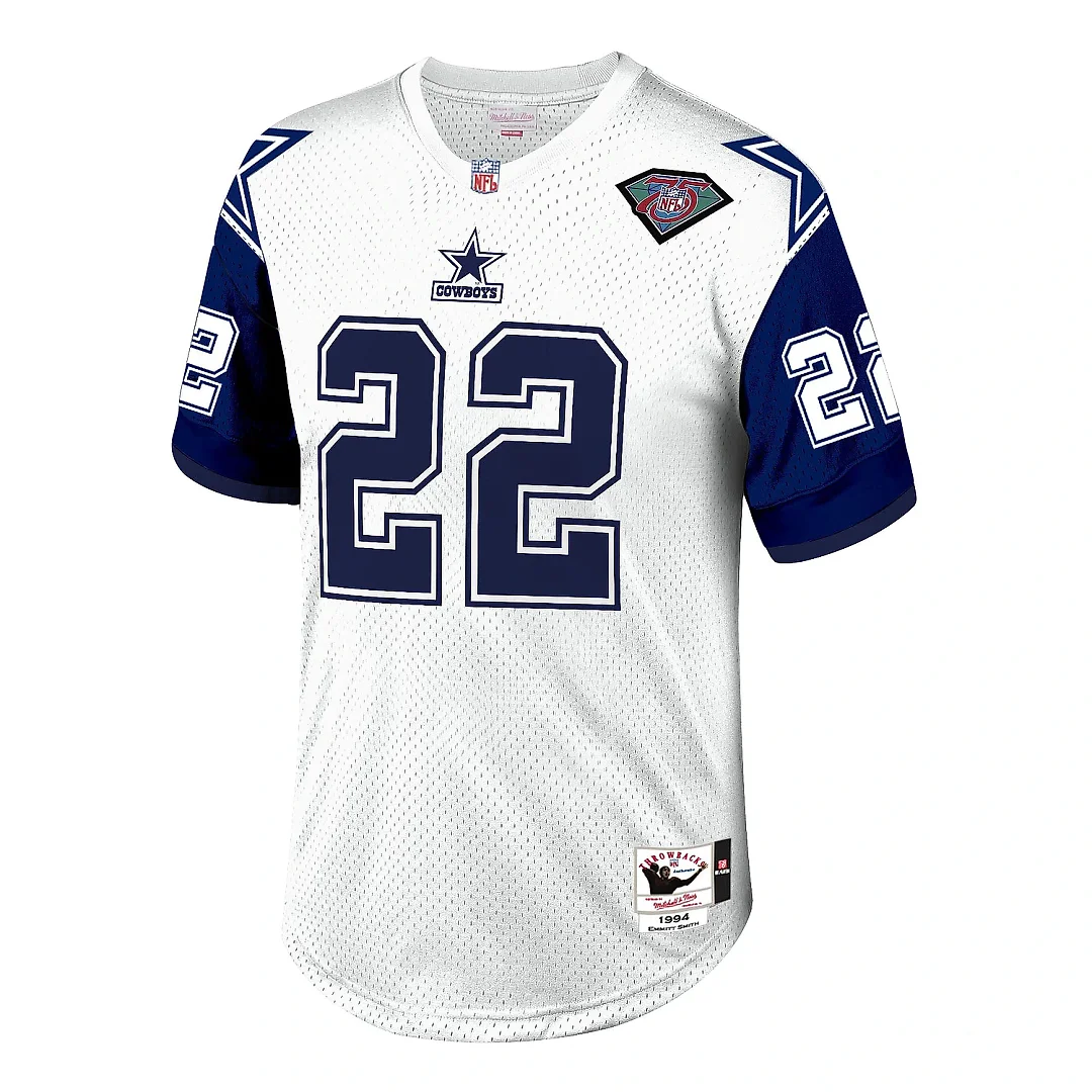 Zennovawear Men's Dallas Cowboys 1996 Emmitt Smith Mitchell & Ness White Throwback Retired Player Jersey