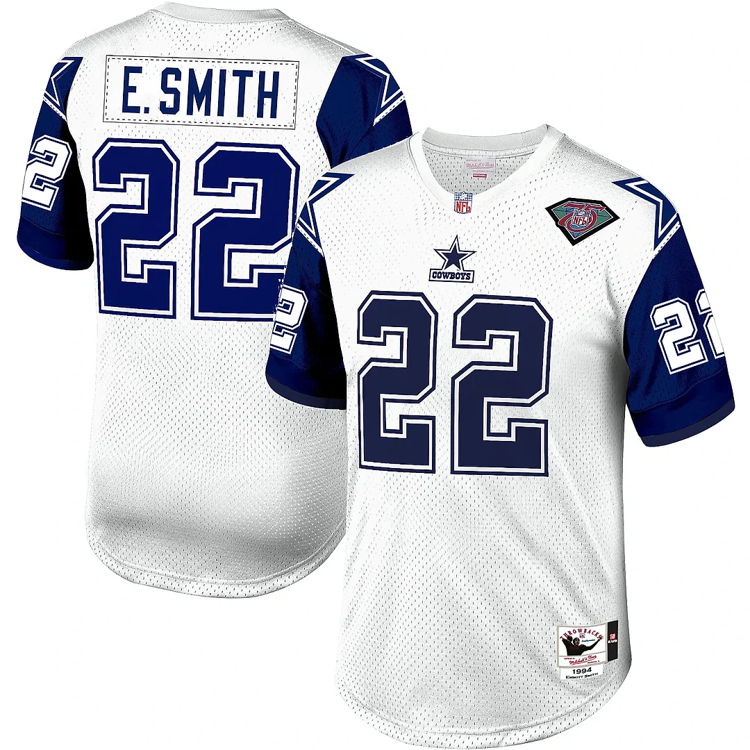 Zennovawear Men's Dallas Cowboys 1996 Emmitt Smith Mitchell & Ness White Throwback Retired Player Jersey