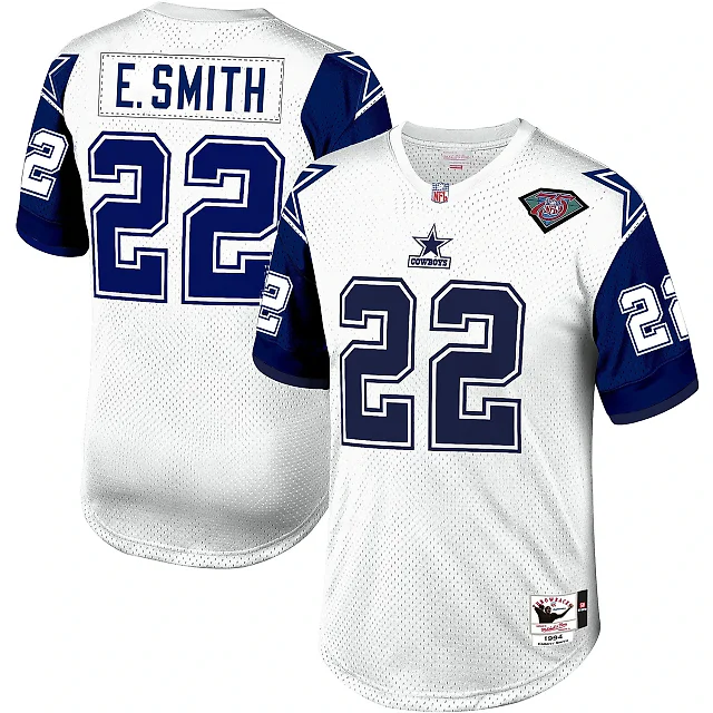 Zennovawear Men's Dallas Cowboys 1996 Emmitt Smith Mitchell & Ness White Throwback Retired Player Jersey