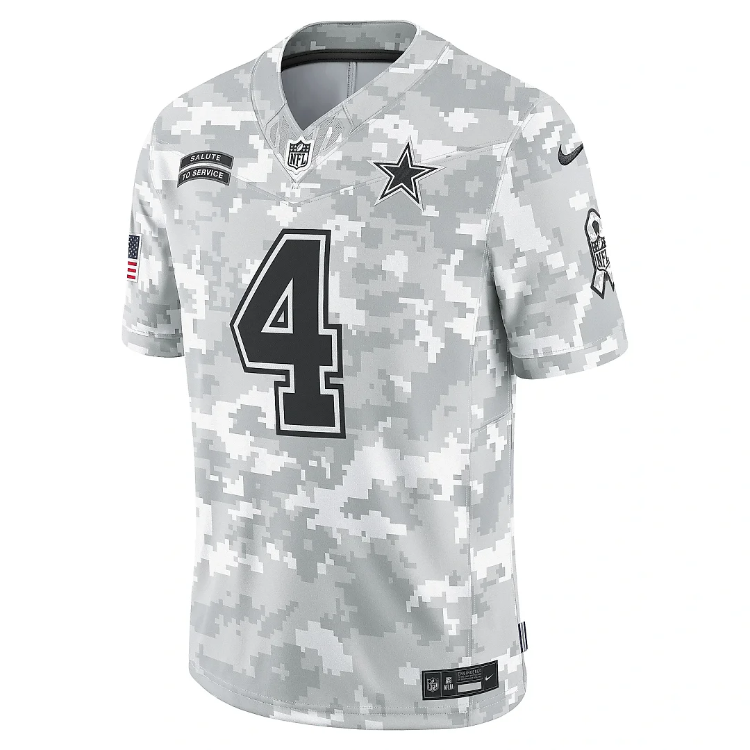 Zennovawear Men's Dallas Cowboys Dak Prescott Arctic Camo 2024 Salute to Service Limited Jersey