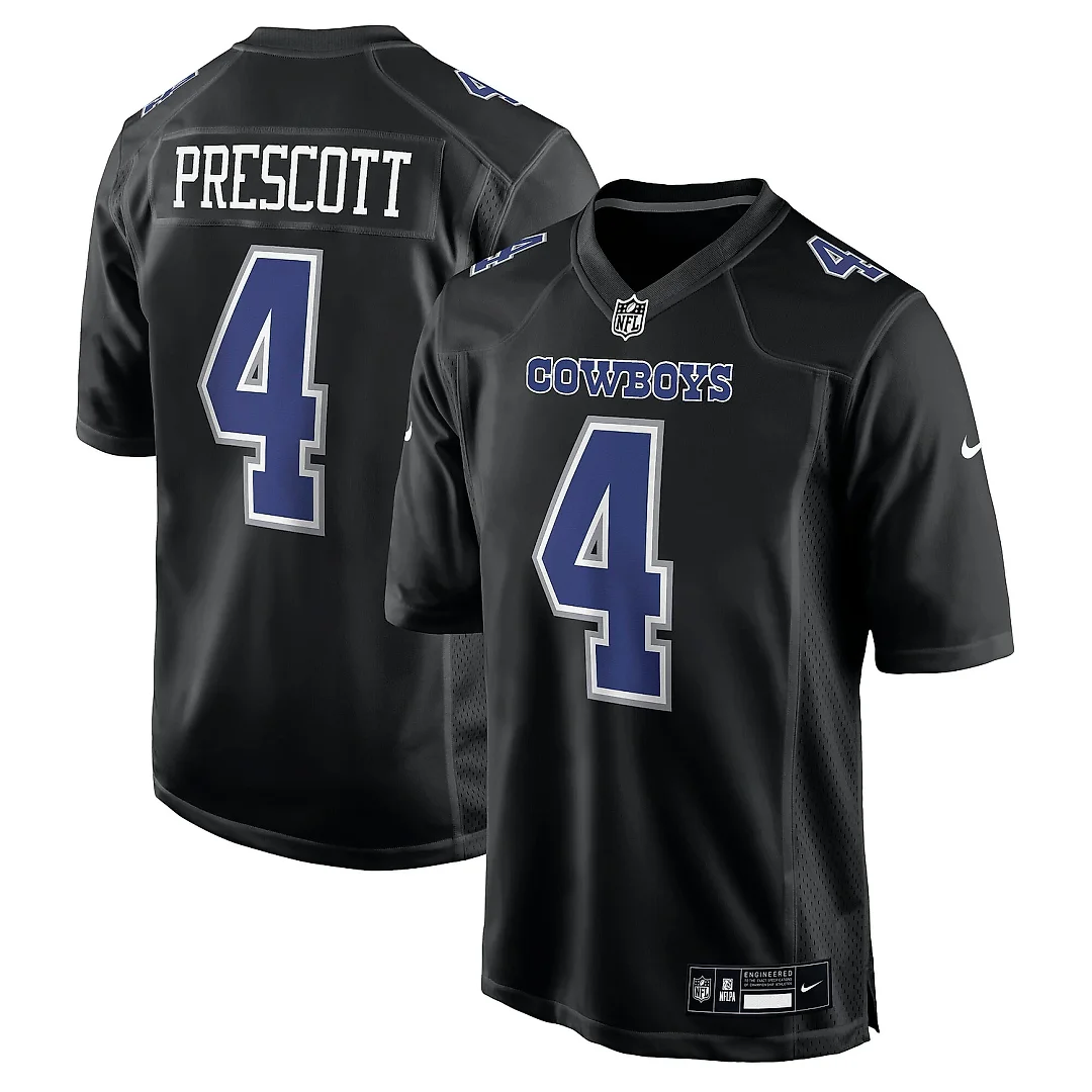 Zennovawear Men's Dallas Cowboys Dak Prescott Carbon Black Fashion Game Jersey