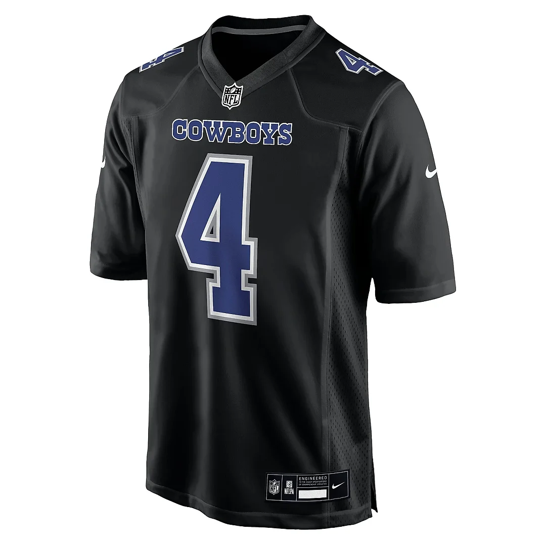 Zennovawear Men's Dallas Cowboys Dak Prescott Carbon Black Fashion Game Jersey