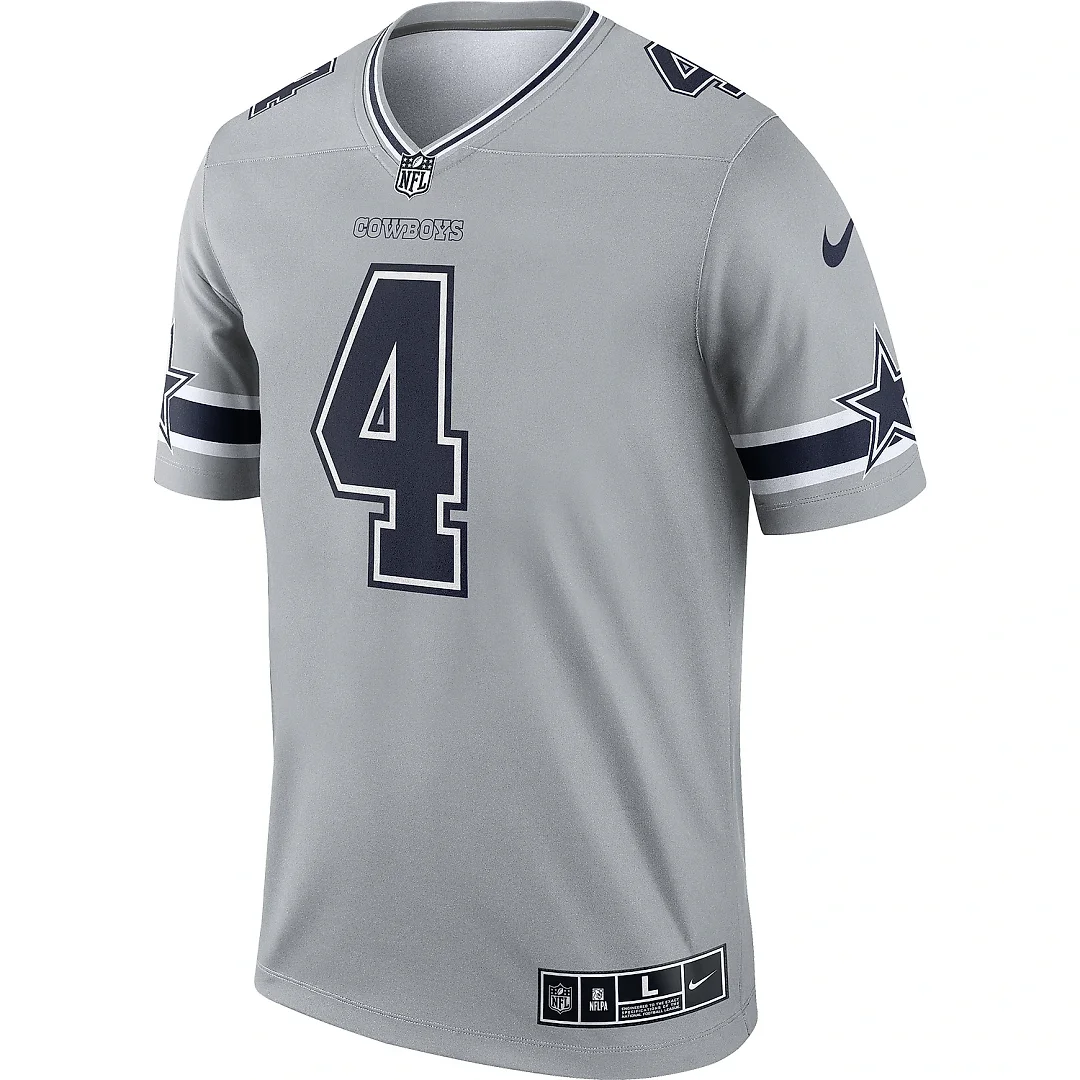 Zennovawear Men's Dallas Cowboys Dak Prescott Gray Inverted Legend Player Performance Top
