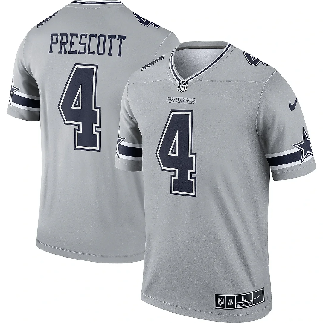 Zennovawear Men's Dallas Cowboys Dak Prescott Gray Inverted Legend Player Performance Top