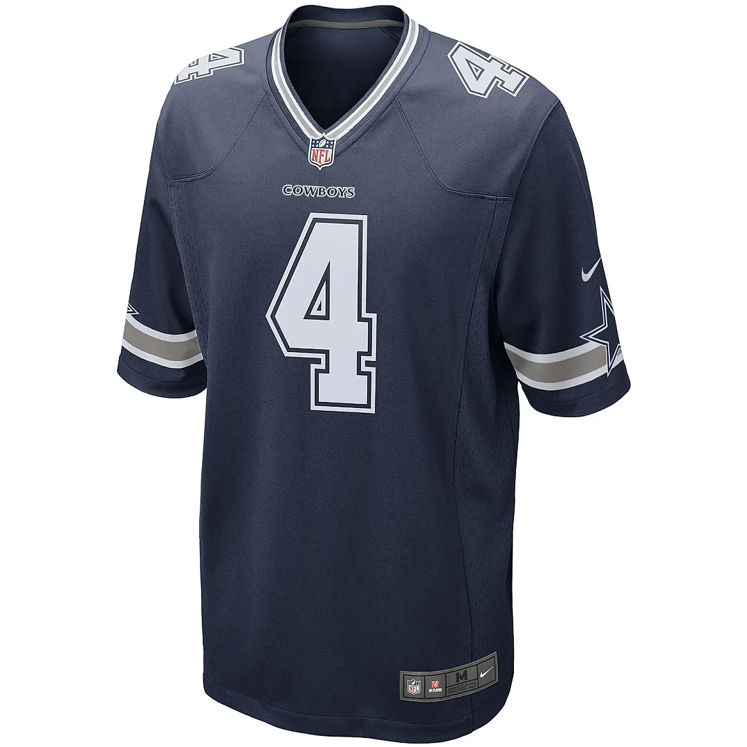 Zennovawear Men's Dallas Cowboys Dak Prescott Navy Game Team Jersey