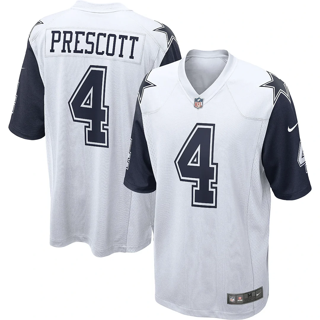 Zennovawear Men's Dallas Cowboys Dak Prescott White Alternate Game Jersey