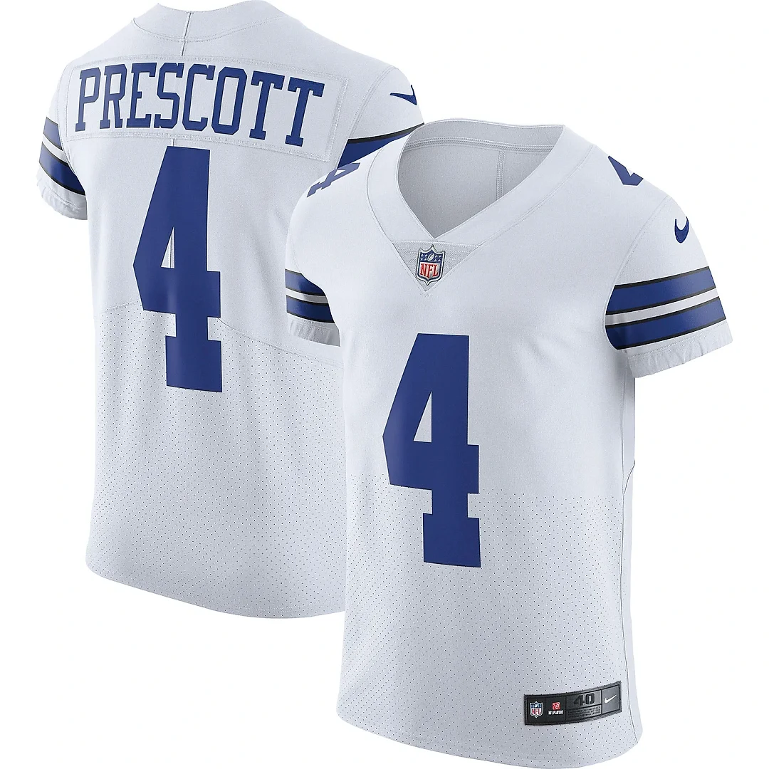 Zennovawear Men's Dallas Cowboys Dak Prescott White Vapor Elite Player Jersey