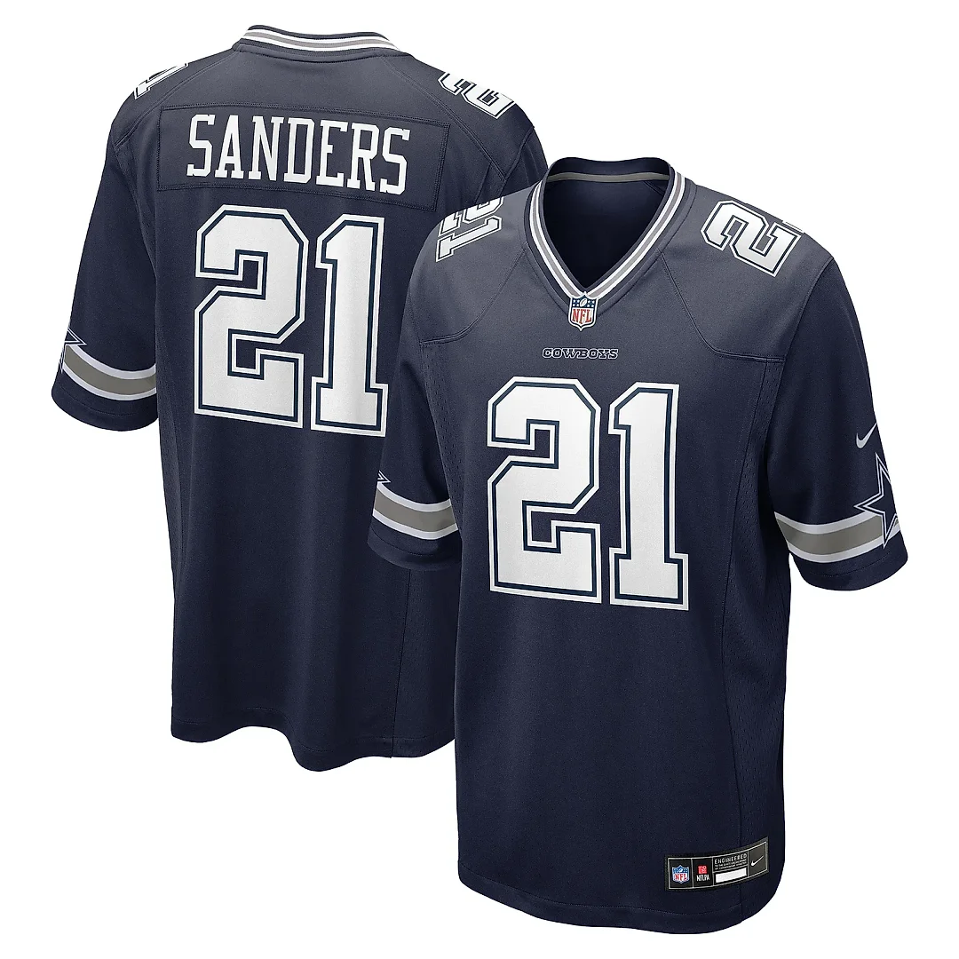 Zennovawear Men's Dallas Cowboys Deion Sanders Navy Team Retired Player Game Jersey