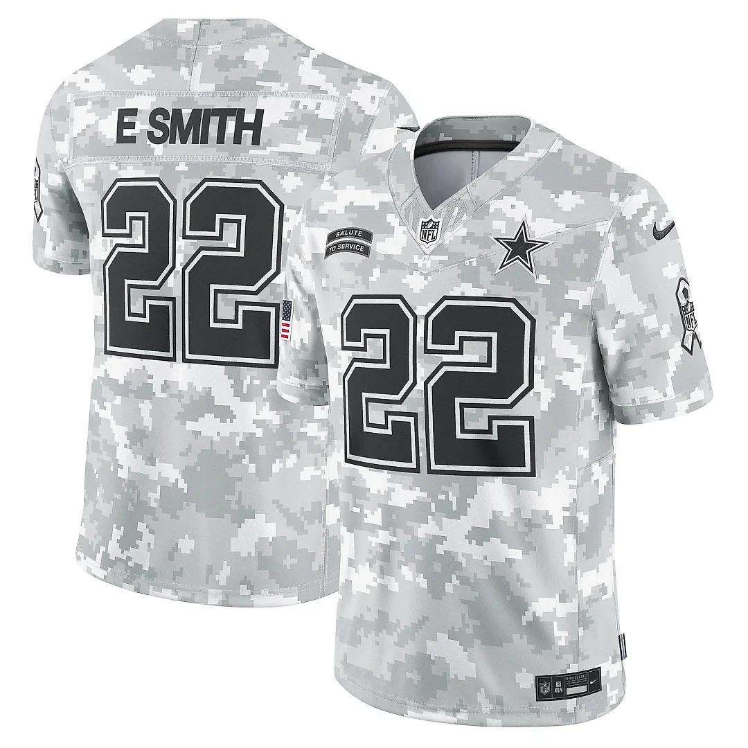 Zennovawear Men's Dallas Cowboys Emmitt Smith Arctic Camo 2024 Salute to Service Retired Player Limited Jersey