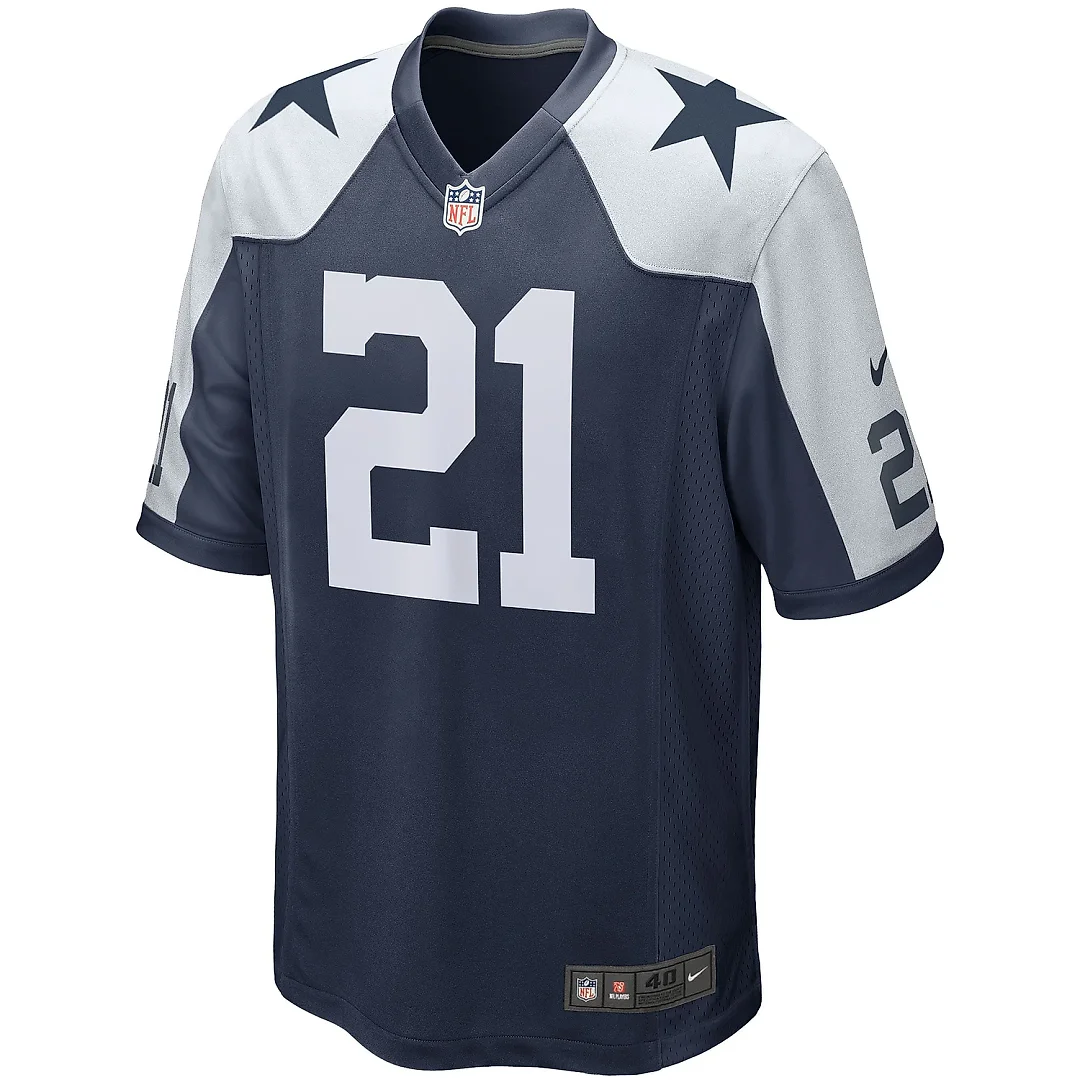 Zennovawear Men's Dallas Cowboys Ezekiel Elliott Navy Alternate Game Team Jersey