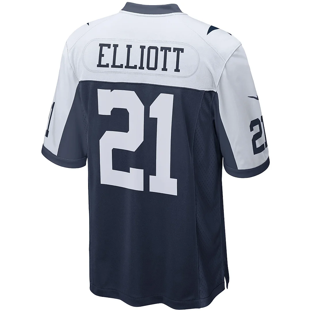 Zennovawear Men's Dallas Cowboys Ezekiel Elliott Navy Alternate Game Team Jersey