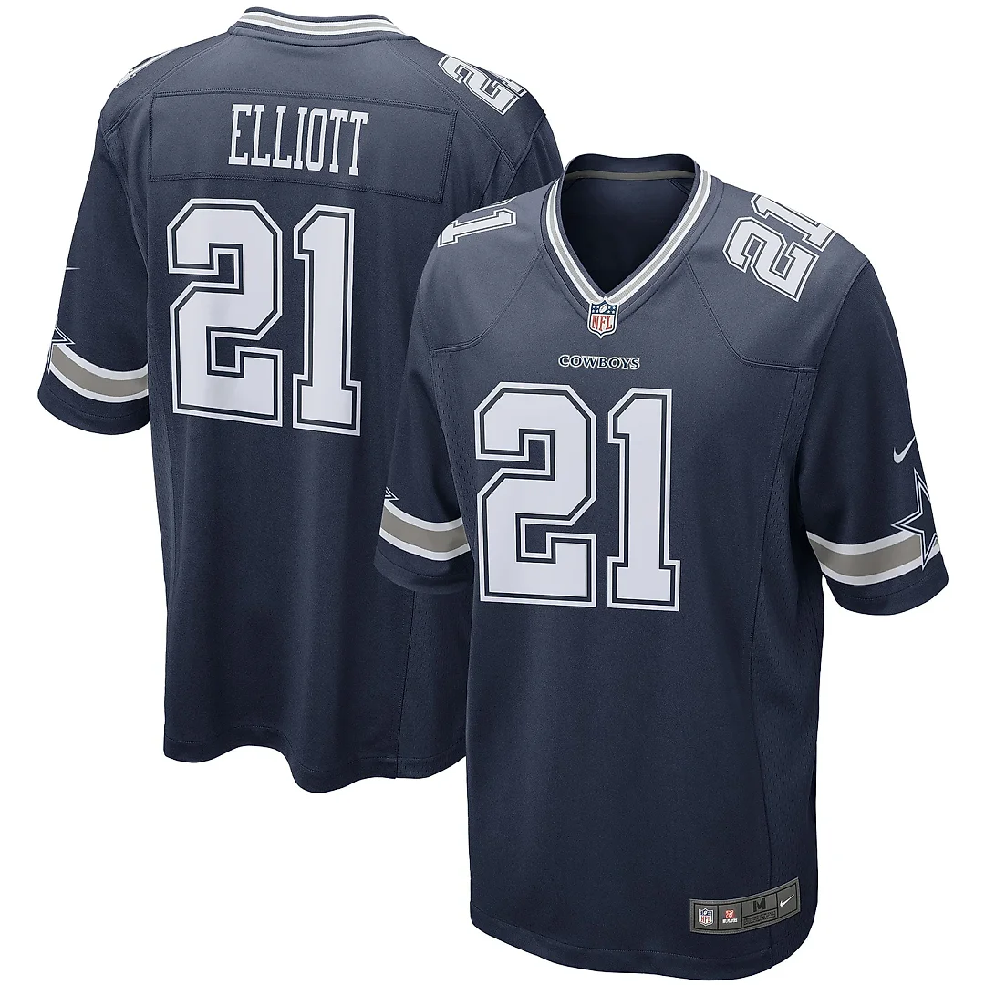 Zennovawear Men's Dallas Cowboys Ezekiel Elliott Navy Game Team Jersey